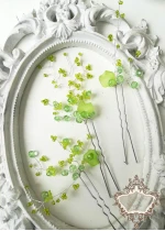 Дизайнерски фуркети - украса за коса в зелено Green Ivy by Rosie